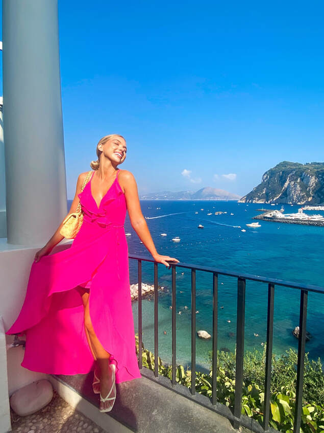 pink dress in capri